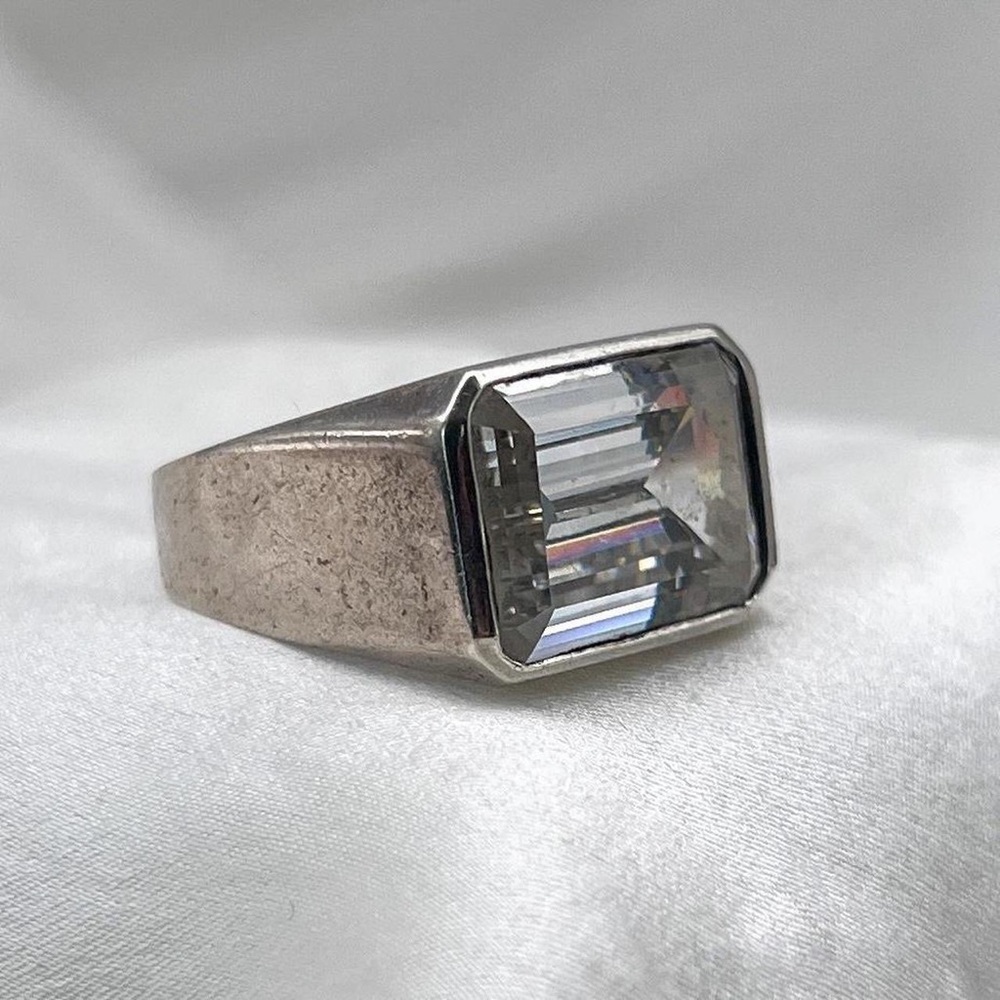 Vintage sterling silver cubic zirconia quartz statement ring
